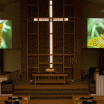 Screen Goo Max Contrast screens painted staight to the wall at First United Presbyterian Church - De Pere Wisconsin