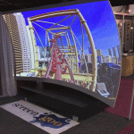 10 foot wide compound curved, torus section shaped screen coated with Screen Goo 2.0 Max Contrast at !AAPA 2018